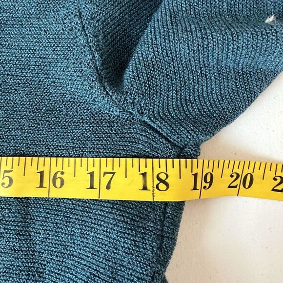 Eileen Fisher Long Line Cardigan Merino Wool Open Front Green Size Medium Mesh - Picture 10 of 11